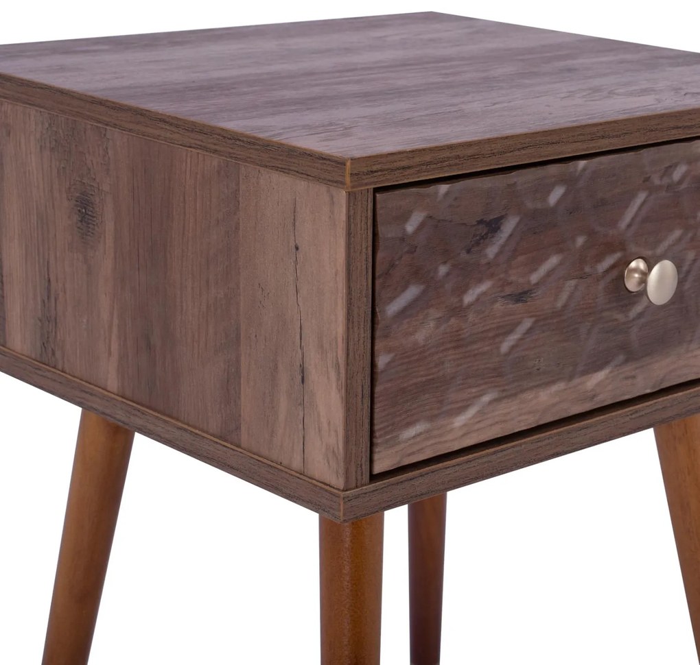 Τραπεζάκι σαλονιού - Βοηθητικό SHANICE με Ανάγλυφη Υφή Καρυδί 39x39x52Υ εκ. 39x39x52 εκ.