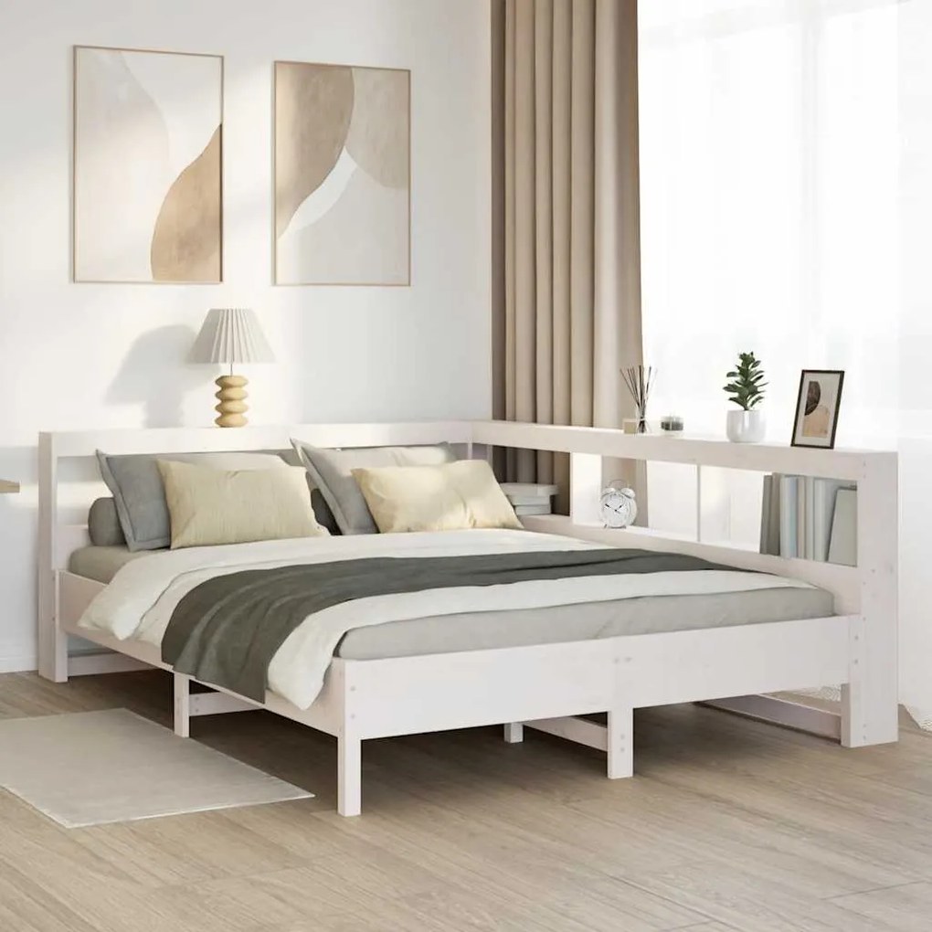 vidaXL Κρεβάτι Βιβλιοθήκη Χωρίς Στρώμα 140x200 εκ Μασίφ Ξύλο Πεύκο