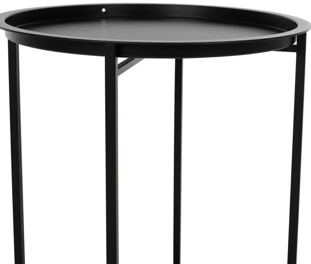 Τραπέζι SAMUEL Χαμηλό Πτυσσόμενο με Αποσπώμενο Δίσκο Μεταλλικό Μαύρο Φ45x52 εκ. 45x45x52 εκ.