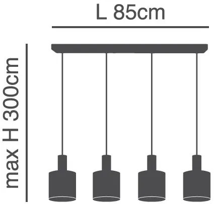 Φωτιστικό Οροφής  SE21-BL-4-4BL-SH123 ADEPT FLEX Black Pendant White, Grey, Brown Fabric Shade+ - 77-8917 - 51W - 100W - 77-8917