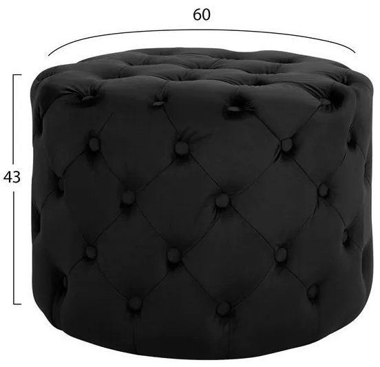Σκαμπό KASSIE τύπου CHESTERFIELD Βελούδο Μαύρο Φ60x43Υ εκ. 60x60x43 εκ.