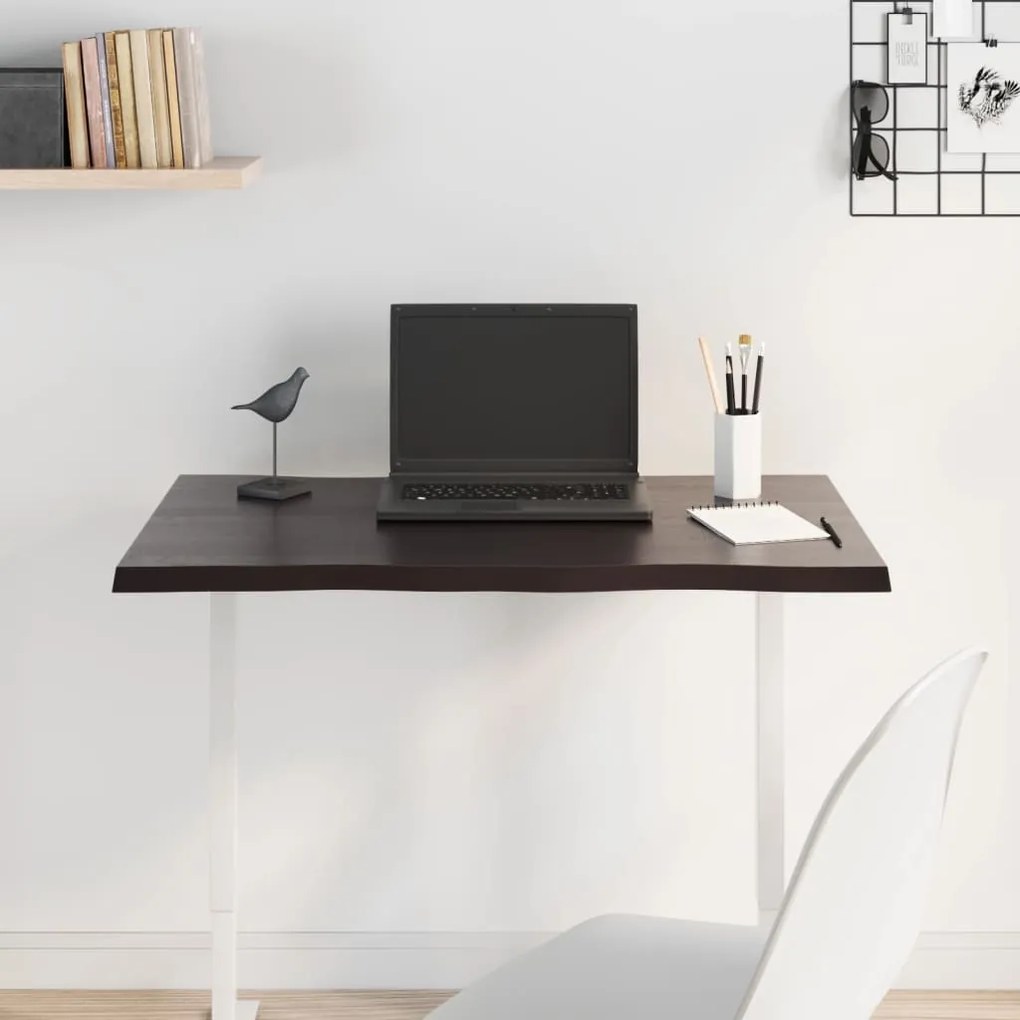 vidaXL Επιφάνεια Τραπεζιού Σκ Καφέ 80x40x2 εκ Επ. Ξύλο Δρυός Live Edge