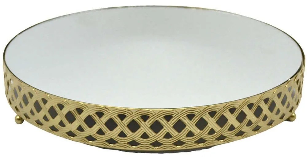 Διακοσμητικός Δίσκος Με Καθρέπτη 834600 26x26x4,3cm Gold Ankor Metal