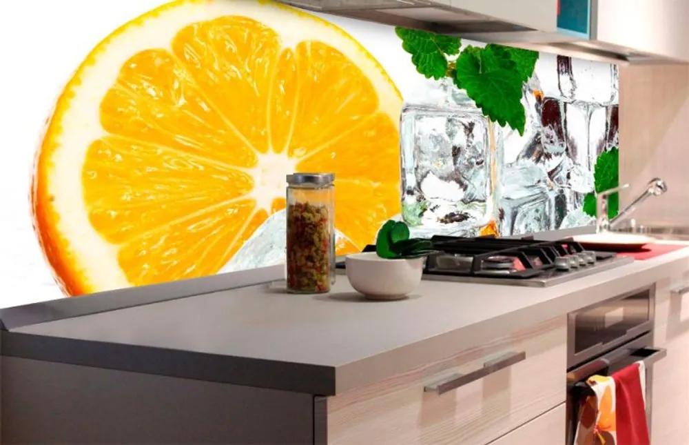 Αυτοκόλλητη φωτοταπετσαρία κουζίνας λεμόνι με πάγο - 180x60