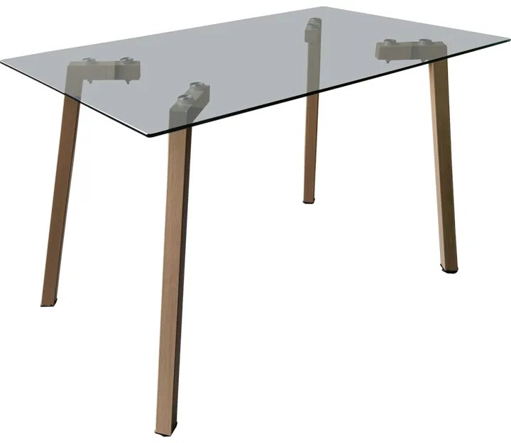 Τραπέζι Titta pakoworld γυάλινη επιφάνεια με μεταλλικά πόδια σε φυσική απόχρωση 120x70x75εκ