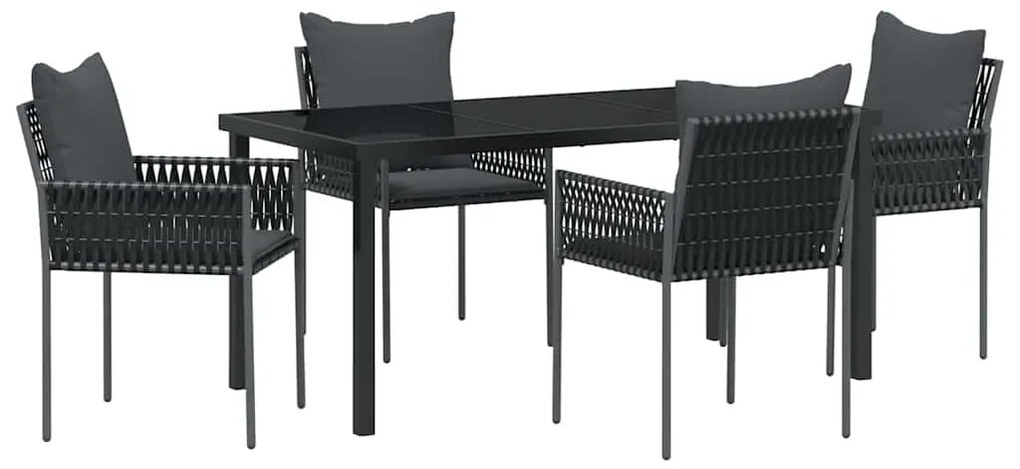 vidaXL Σέτ φαγητού για κήπο 5 pcs Μαύρο Πολυ ράταν