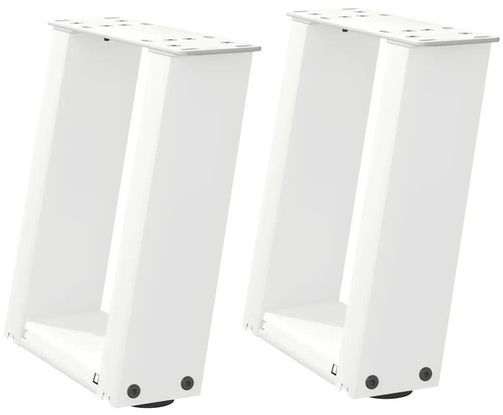 vidaXL Πόδια Τραπεζιού Σαλονιού σε Σχήμα U 2 τεμ. Λευκά 30x(30-31) εκ. Ατσάλι