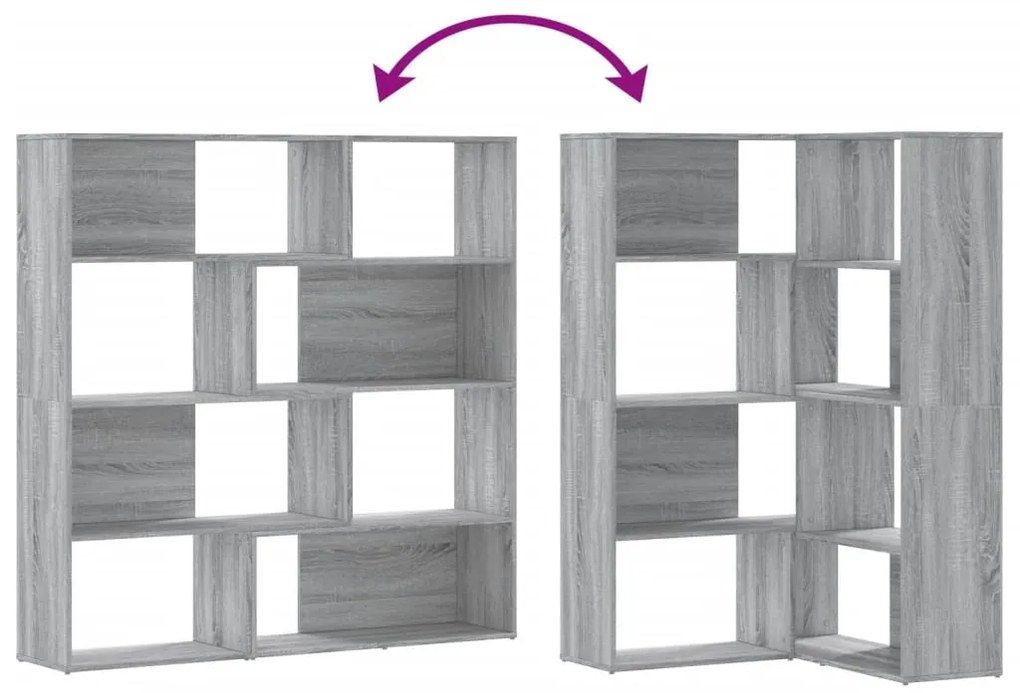 vidaXL Βιβλιοθήκη Γωνιακή 4 Επ. Γκρι Sonoma 85x85x140 εκ Επεξ. Ξύλο