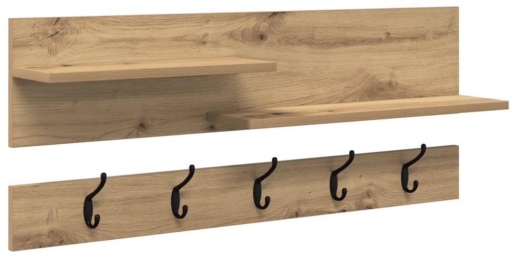 vidaXL Τοίχου Κρεμάστρα με ράφι artisan δρυς 90 x 15 x 36 εκ.