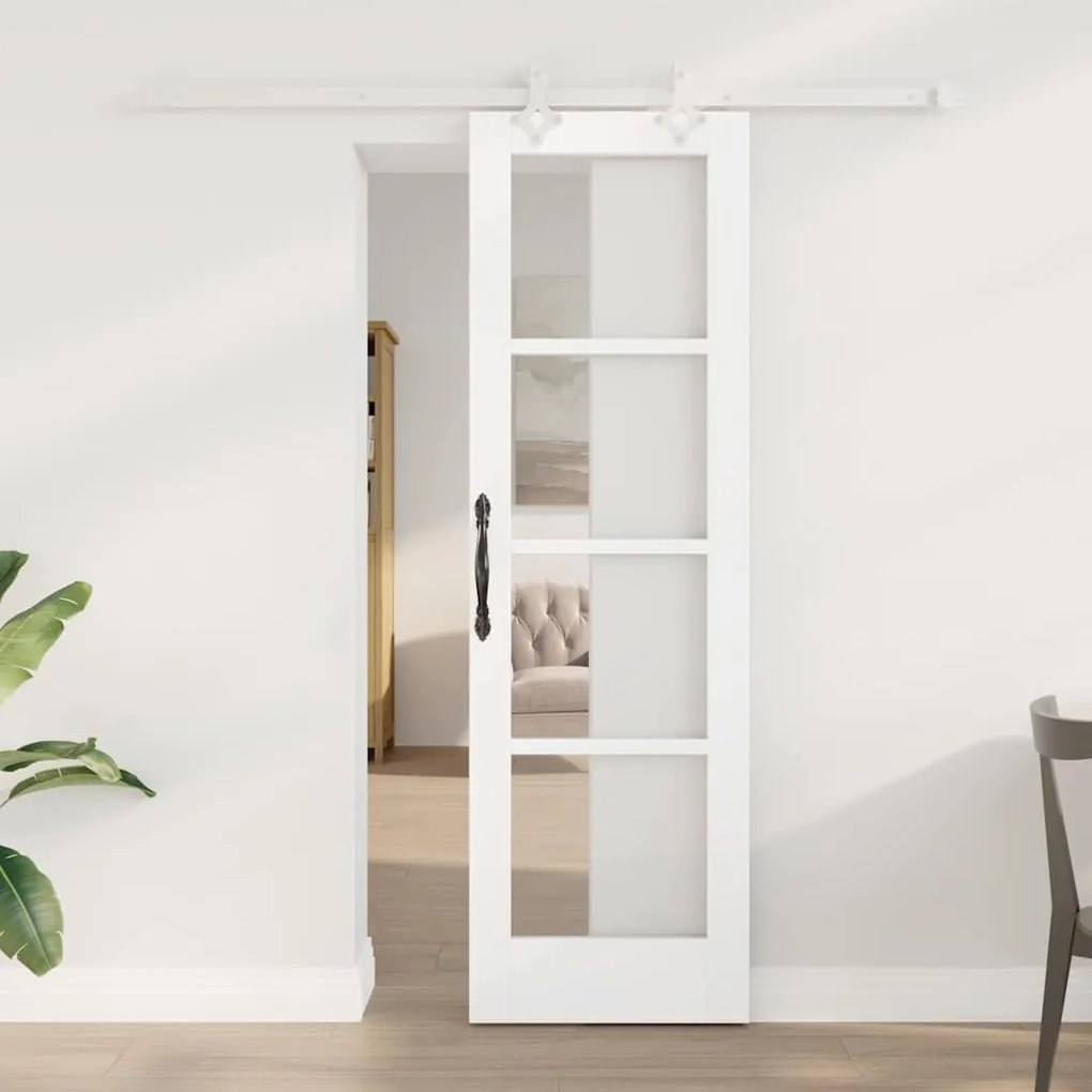 vidaXL Συρόμενη Πόρτα Λευκό 61 x 198.5 εκ. Ξύλο και μέταλλο