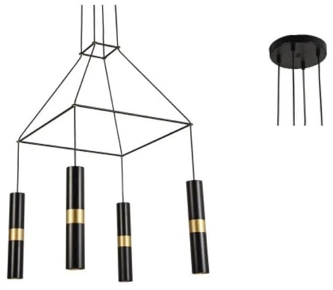 Φωτιστικό Οροφής HM854P56BK 4XGU10 56X56XH150 Black Aca Decor Metal
