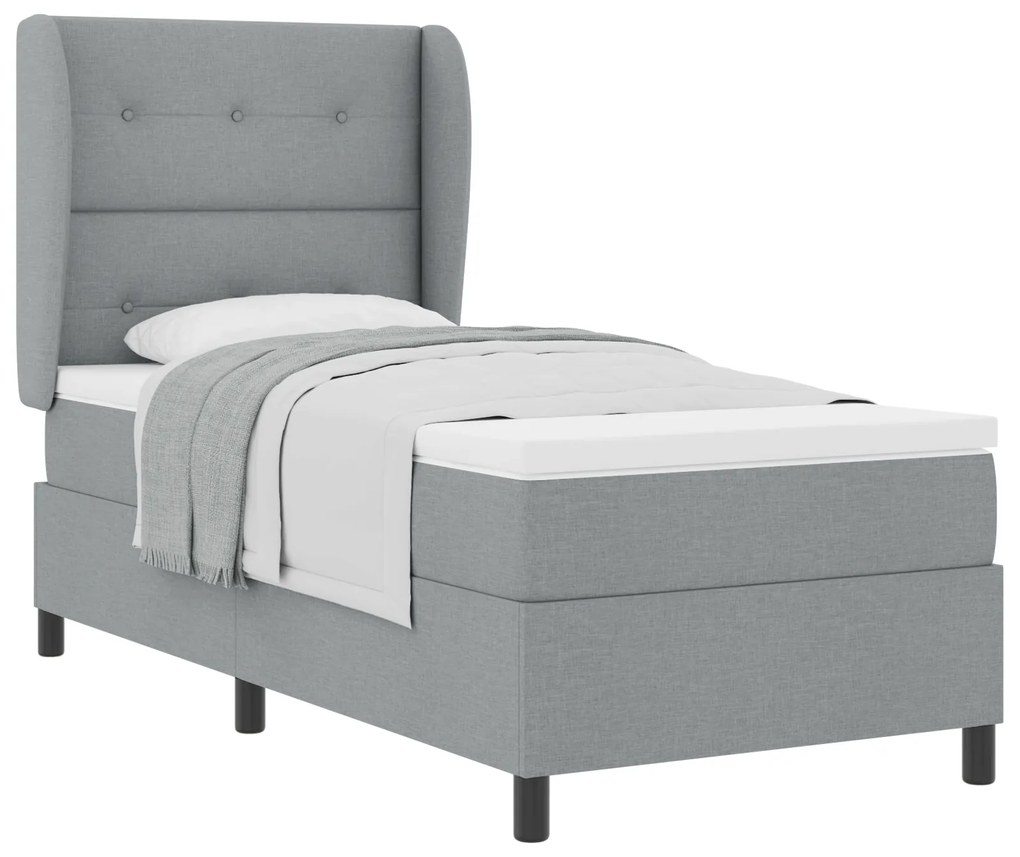 vidaXL Κρεβάτι Box Spring με Στρώμα Ανοιχτό Γκρι 80x200 εκ. Ύφασμα