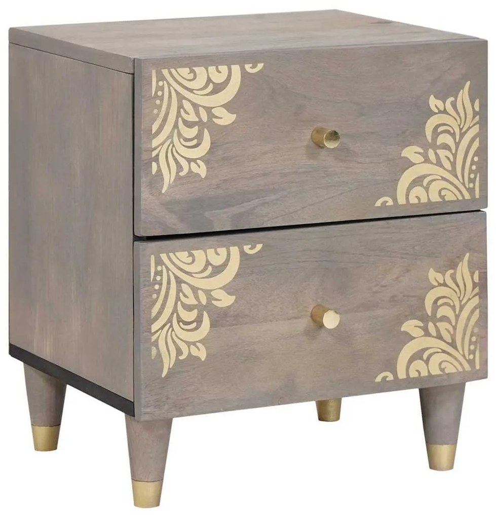 vidaXL Κομοδίνο 2 pcs Γκρι 40 x 33 x 46 εκ. Στερεό ξύλο μάνγκο