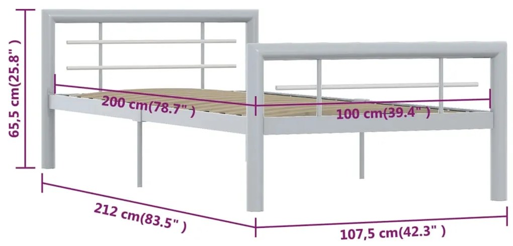 ΠΛΑΙΣΙΟ ΚΡΕΒΑΤΙΟΥ ΓΚΡΙ / ΛΕΥΚΟ 100 X 200 ΕΚ. ΜΕΤΑΛΛΙΚΟ 284557