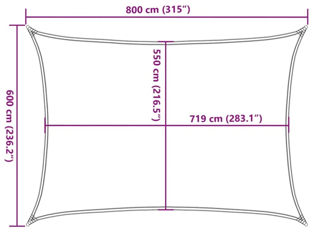 Πανί Σκίασης Ορθογώνιο Γκρι 6x8 μ. HDPE 160 γρ./μ² - Γκρι