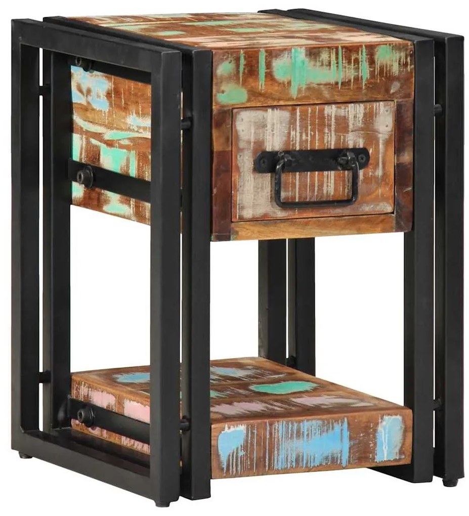 vidaXL Κομοδίνο Πολύχρωμο 30 x 30 x 40 cm Μασίφ ανακυκλωμένο ξύλο