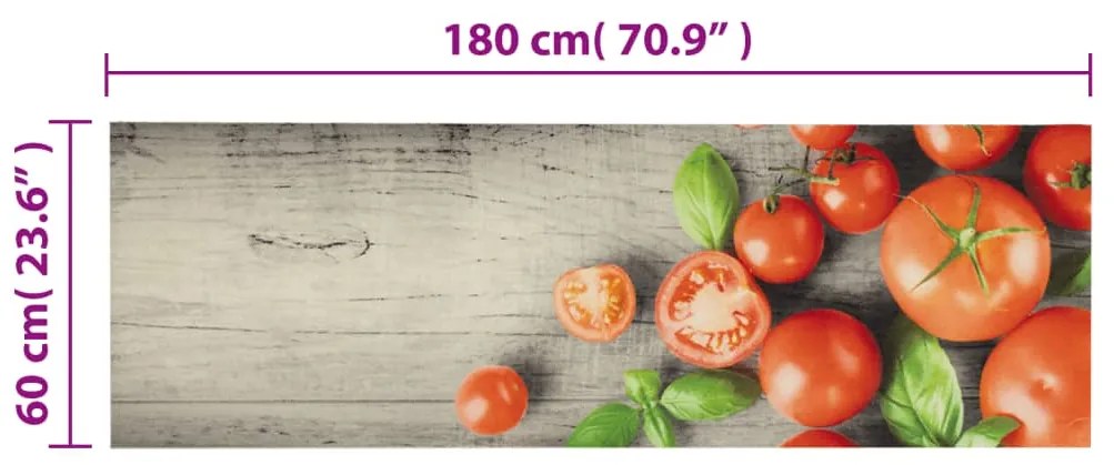 vidaXL Χαλί Κουζίνας Πλενόμενο Σχέδιο Tomatoes 60 x 180 εκ. Βελούδινο