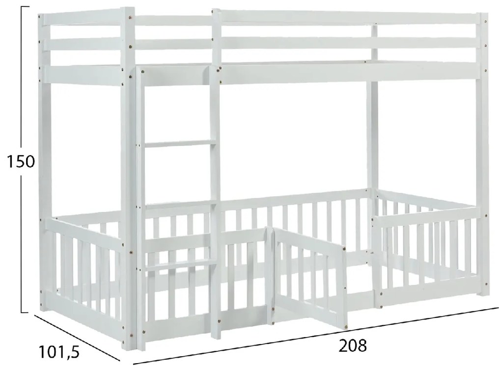 ΠΑΙΔΙΚΗ ΚΟΥΚΕΤΑ ΜΕ ΠΑΡΚΑΚΙ PLAYKID HM703.03 ΞΥΛΟ ΠΕΥΚΟΥ ΛΕΥΚΟ ΓΙΑ 190x90εκ