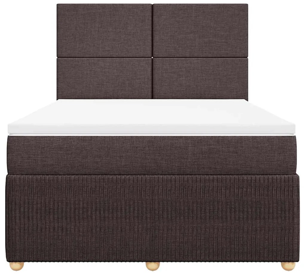 vidaXL Κρεβάτι Boxspring με Στρώμα Σκούρο Καφέ 160x200 εκ Υφασμάτινο
