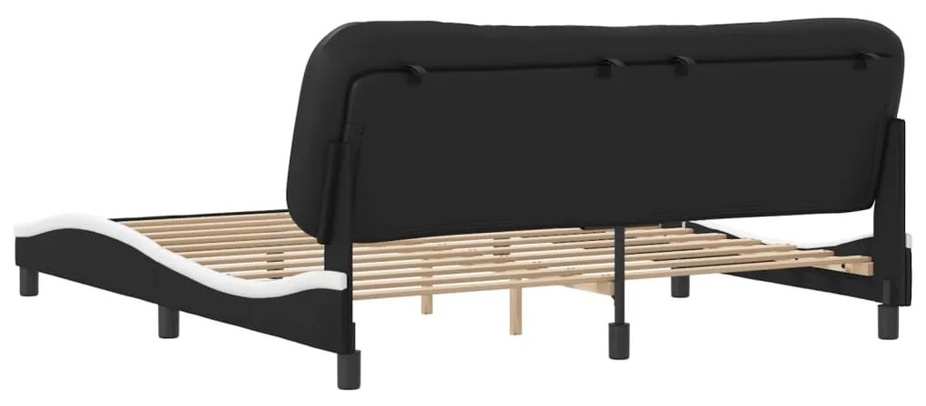 vidaXL Πλαίσιο κρεβατιού χωρίς Στρώμα Hvar Μαύρο/Λευκό 180x200εκ.Συνθ. Δέρμα