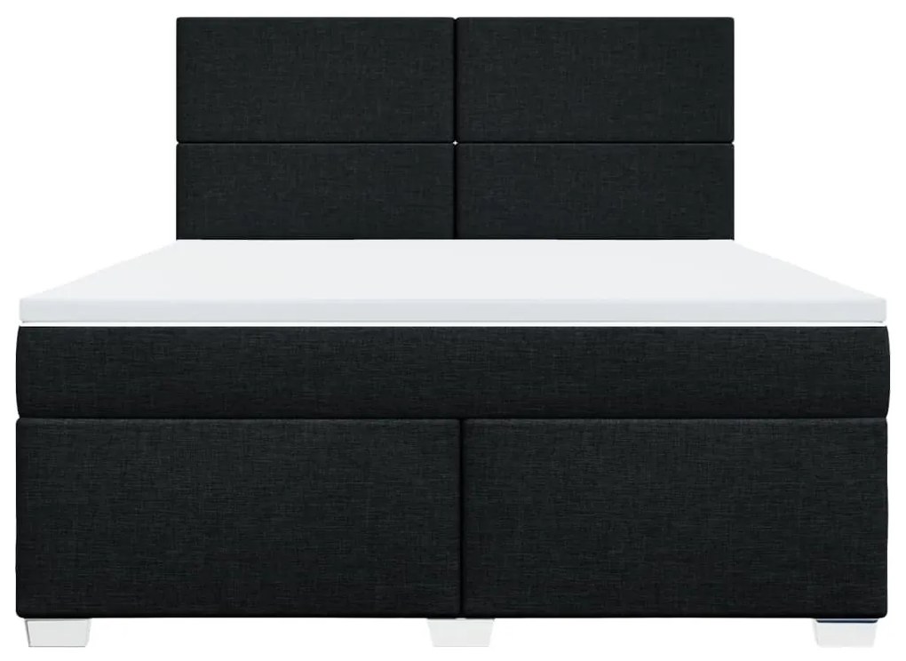 Κρεβάτι Boxspring με Στρώμα Μαύρο 180x200 εκ. Υφασμάτινο - Μαύρο