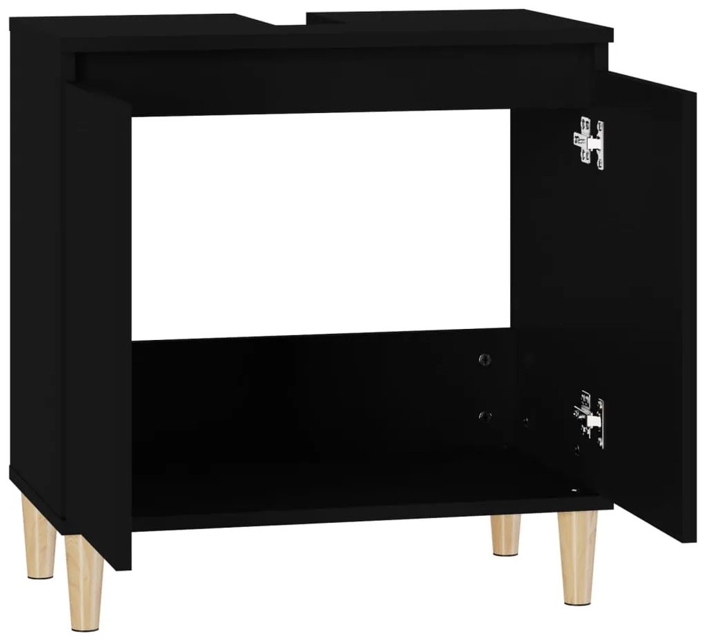 vidaXL Ντουλάπι Νιπτήρα Μαύρο 58x33x60 εκ. Επεξεργασμένο Ξύλο