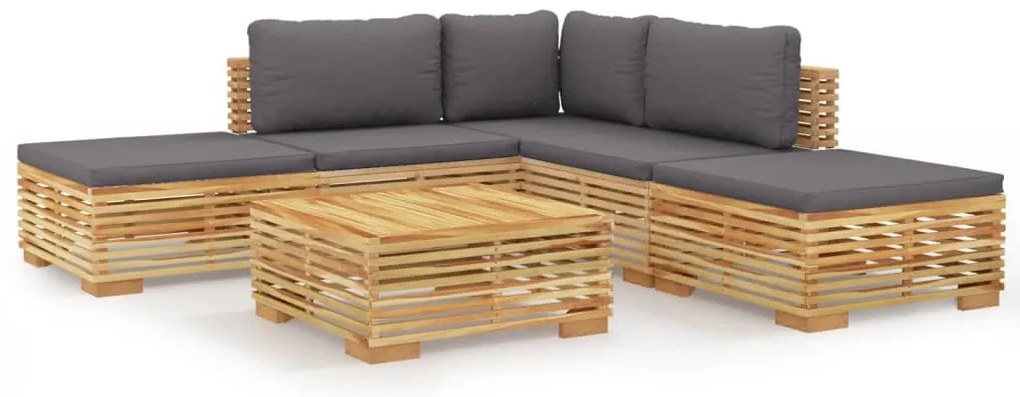 vidaXL Σαλόνι Κήπου Σετ 6 Τεμαχίων από Μασίφ Ξύλο Teak με Μαξιλάρια