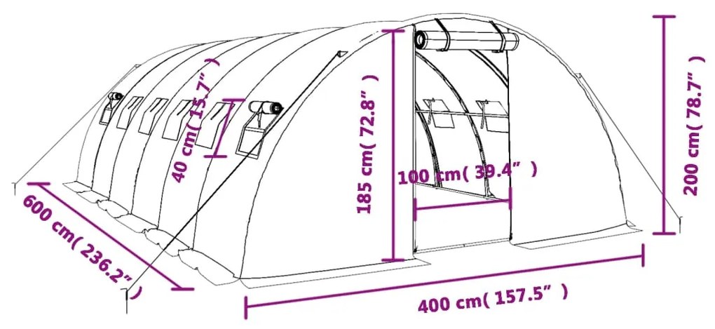 ΘΕΡΜΟΚΗΠΙΟ ΠΡΑΣΙΝΟ 24 Μ² 6 X 4 X 2 Μ. ΜΕ ΑΤΣΑΛΙΝΟ ΠΛΑΙΣΙΟ 3188062