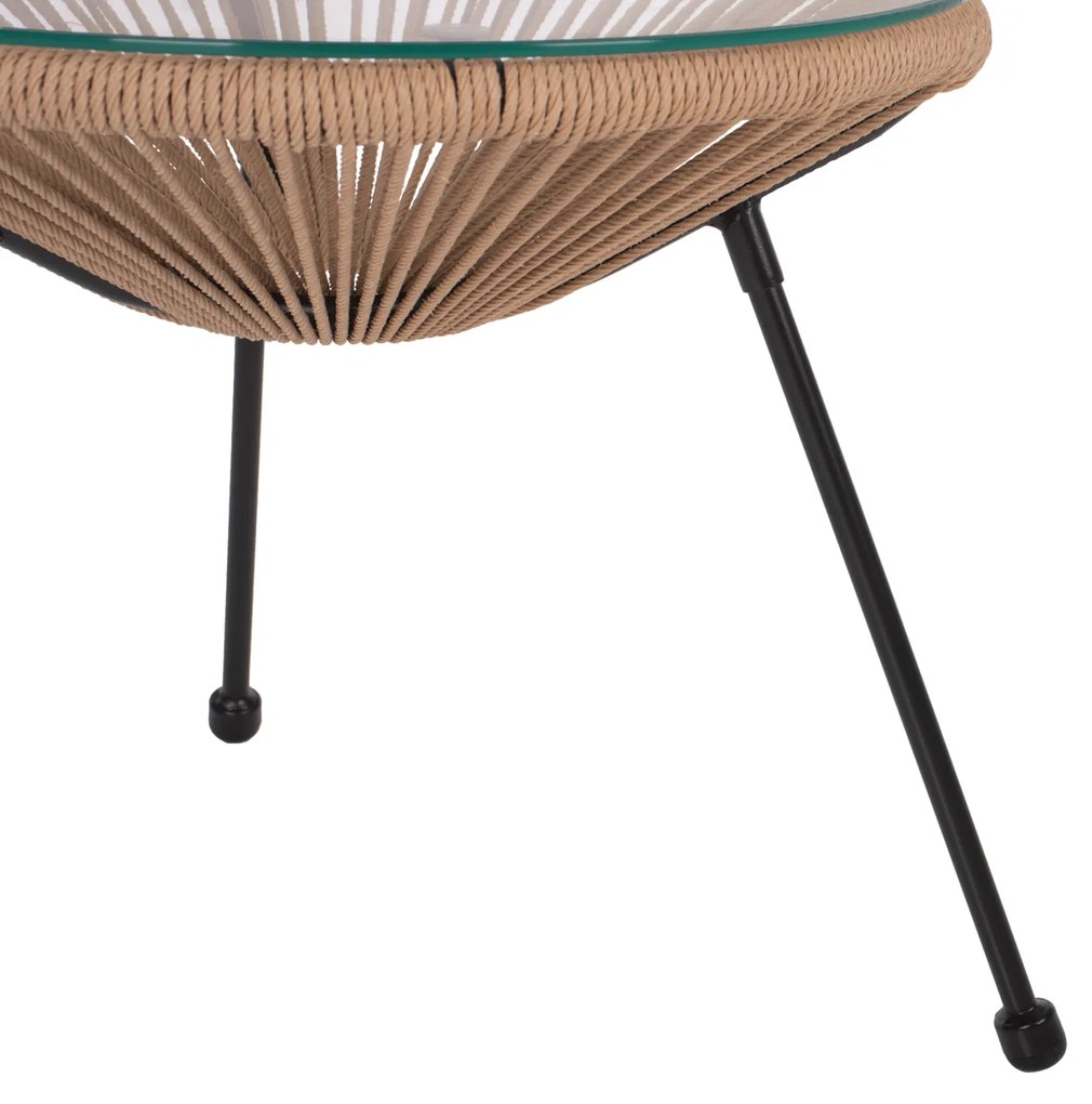 Τραπέζι Βοηθητικό Allegra Μαύρο Μέταλλο Με Twisted Wicker Φυσικό Φ47Χ45Υεκ.