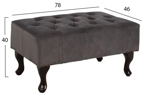 ΤΑΜΠΟΥΡΕ ΥΠΟΠΟΔΙΟ  ΓΚΡΙ ΒΕΛΟΥΔΟ T.CHESTERFIELD EMMA 80x46x42Y εκ.