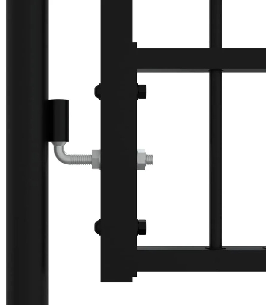 vidaXL Πόρτα Περίφραξης με Κορυφή Δόρυ Μαύρη 406x75 εκ. από Ατσάλι με Ηλεκτροστατική Βαφή