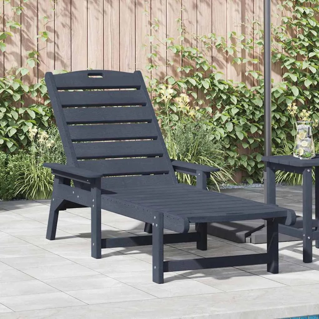 vidaXL Ξαπλώστρα Ναυτικό μπλε 53x162x98.5 εκ. HDPE