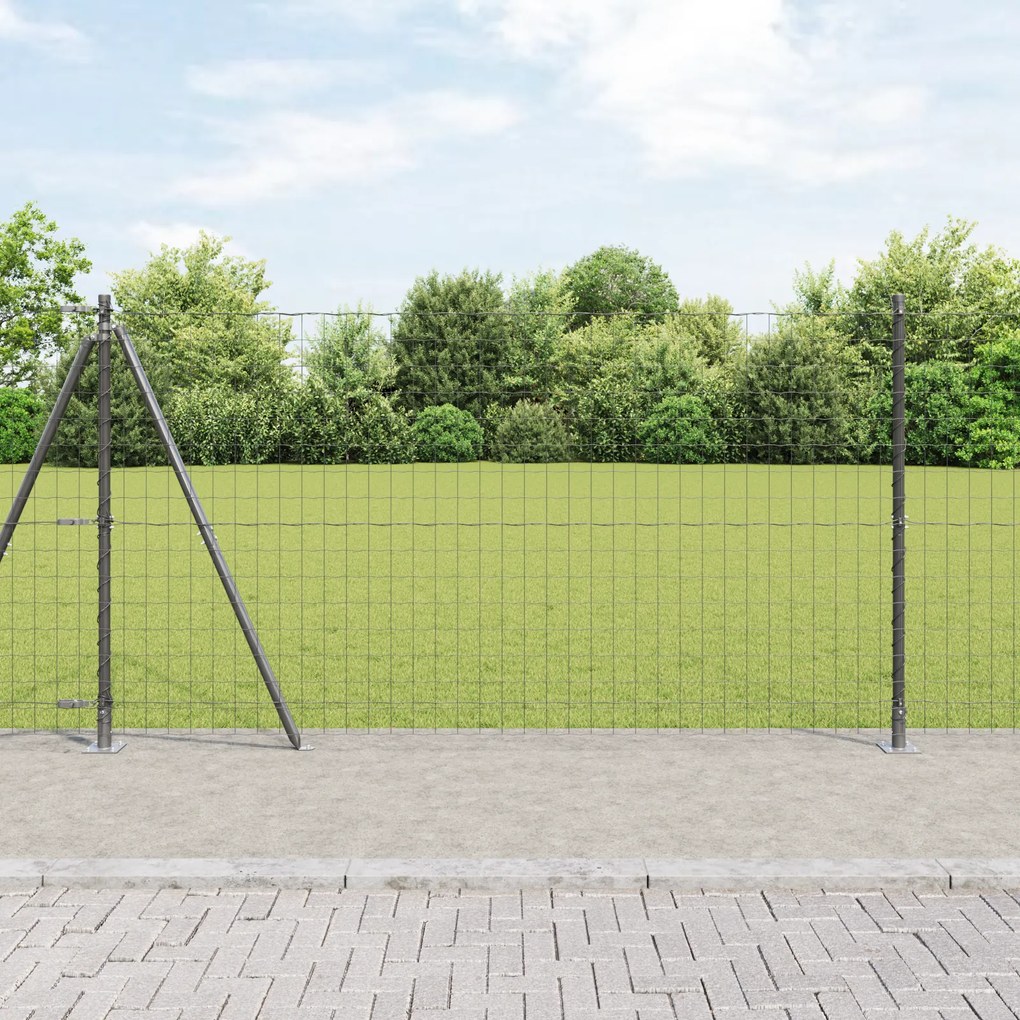 vidaXL Euro Fence Σετ 2 Γκρι Ατσάλι 25 x 1.2 μ Ανθεκτικός