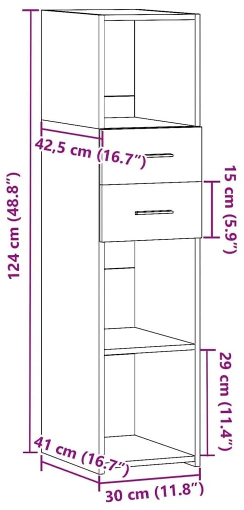 Ντουλάπι Λευκό 30x42,5x124 εκ. από Επεξεργασμένο Ξύλο - Λευκό