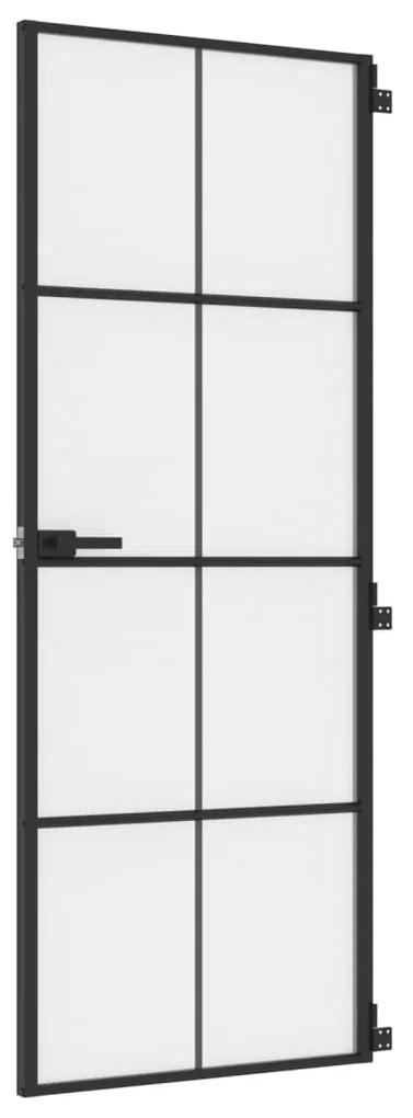 Εσωτερική Πόρτα Μαύρη 76x201,5 εκ. Ψημένο Γυαλί και Αλουμίνιο - Μαύρο