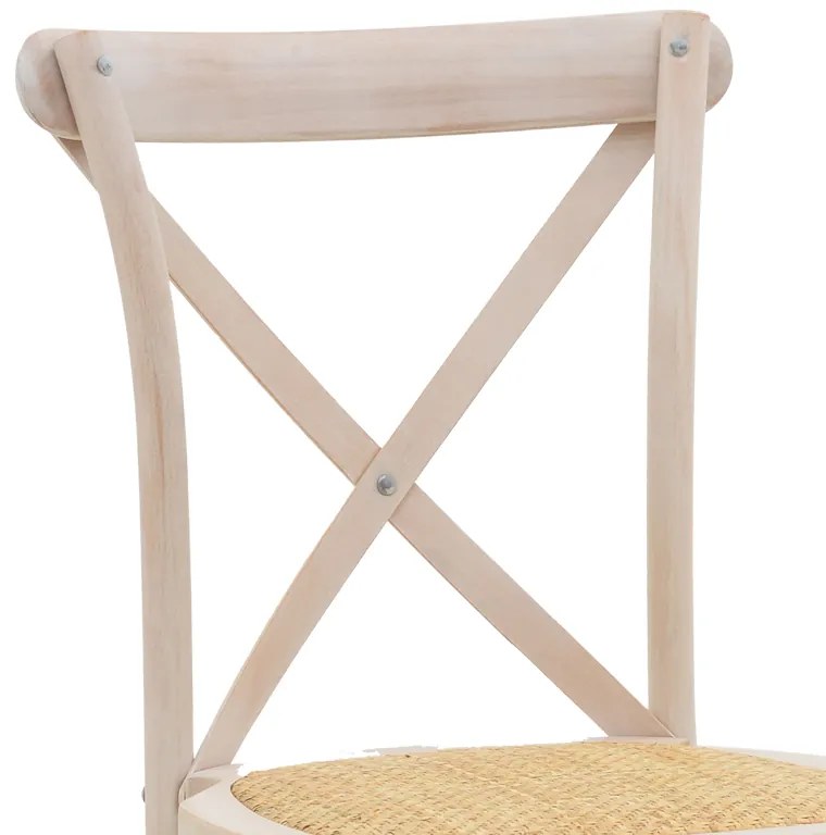 Καρέκλα Dylon pakoworld white wash ξύλο οξιάς-έδρα φυσικό rattan 48x52x89εκ