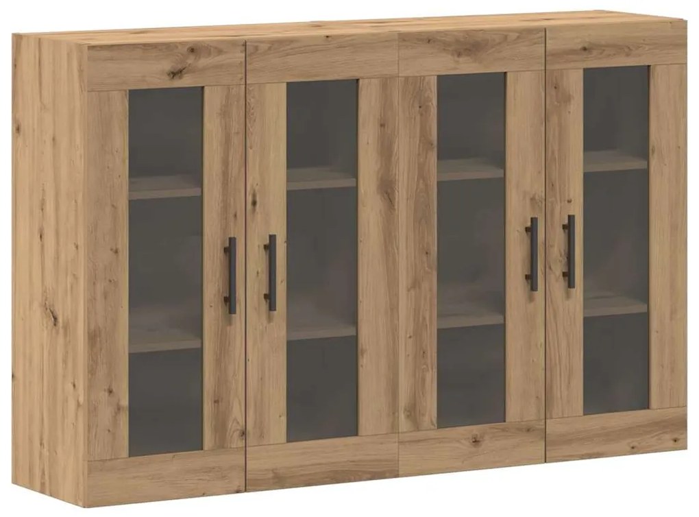 vidaXL Ντουλάπια Τοίχου 2 pcs Βελανιδιά Τέχνη και Μαύρο