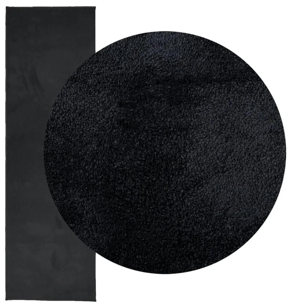 Χαλί OVIEDO με Κοντό Πέλος Μαύρο 80 x 250 εκ. - Μαύρο