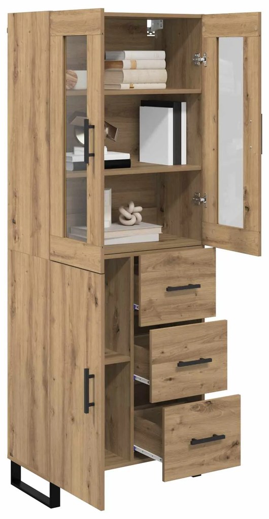 vidaXL Highboard με συρτάρι 2 pcs Artisan Oak Σύνθετο Ξύλο και Γυαλί