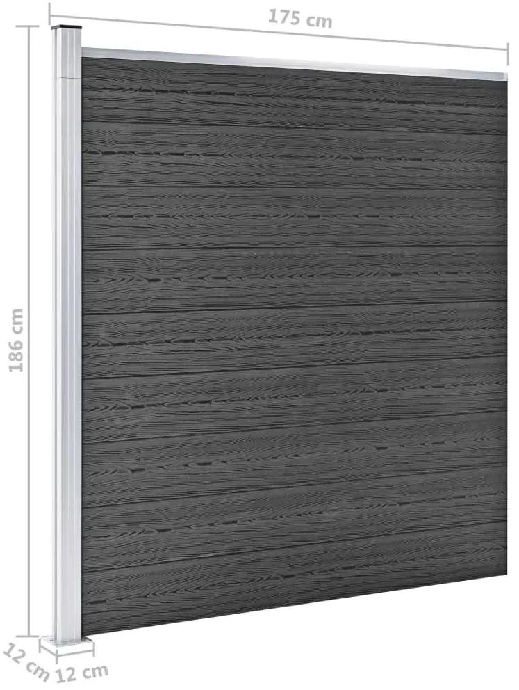Πάνελ Περίφραξης Μαύρο 175 x 186 εκ. από WPC - Μαύρο