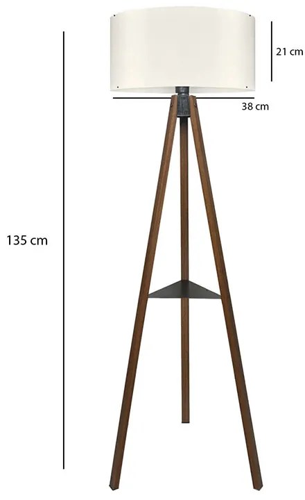 Φωτιστικό δαπέδου Thomas Megapap E27 Mdf/ύφασμα Pvc χρώμα καρυδί - κρεμ 38x38x135εκ. - GP029-0138,1