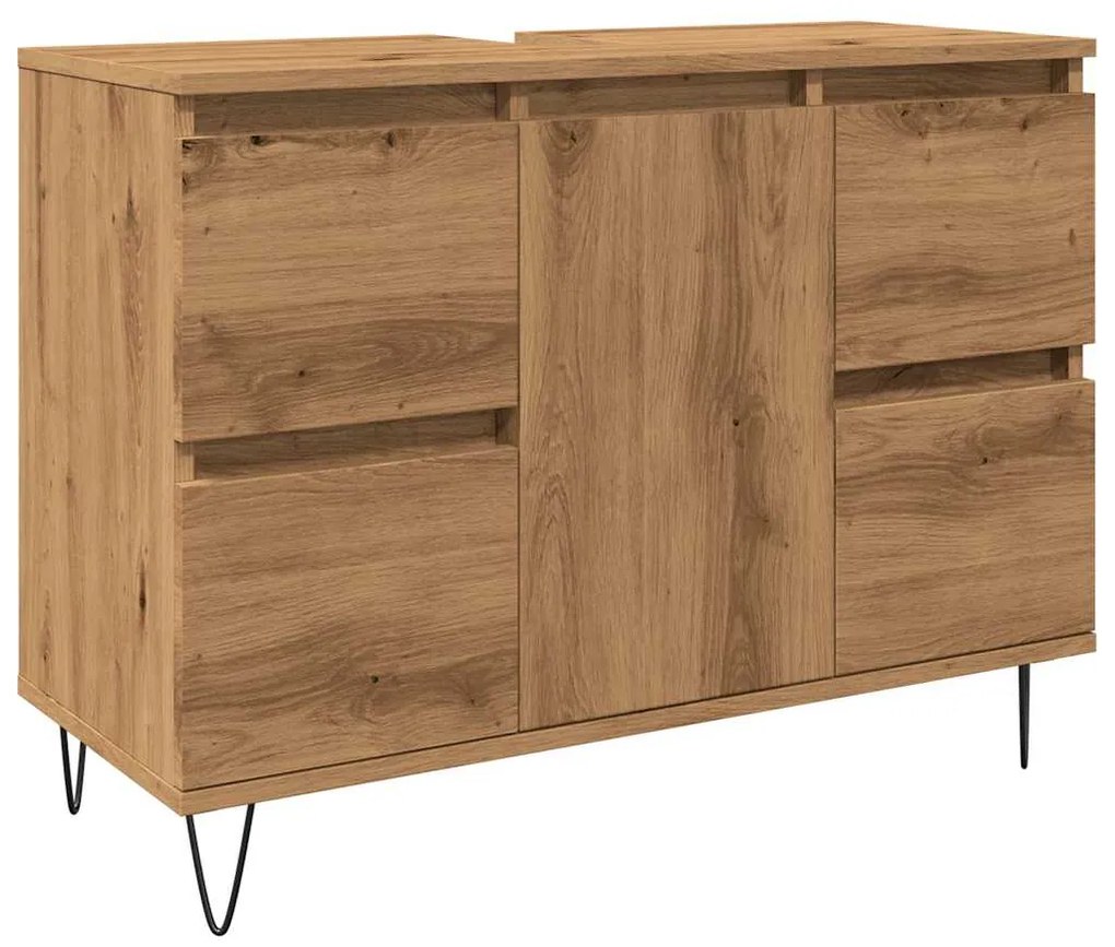 vidaXL Ντουλάπι μπάνιου Δρυς τεχνίτης 80x33x60 cm Κατασκευασμένο ξύλο