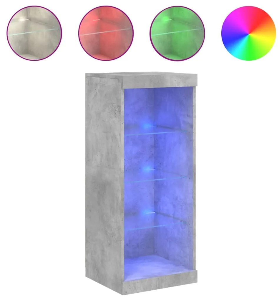 vidaXL Μπουφές με Φώτα LED Γκρι Σκυροδέματος 41 x 37 x 100 εκ.