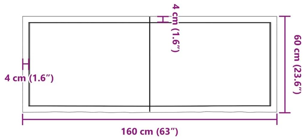 Πάγκος Μπάνιου Σκούρο Καφέ 160x60x(2-6) εκ. Επεξεργ. Μασίφ Ξύλο - Γκρι