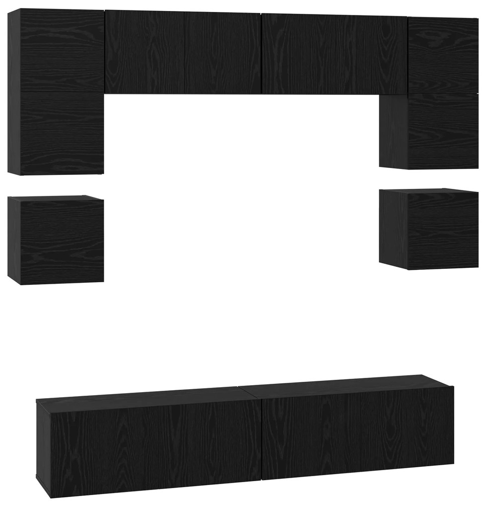 vidaXL Σετ επίπλου τηλεόρασης 8 pcs Μαύρη Δρυς 80 x 30 x 30 εκ.