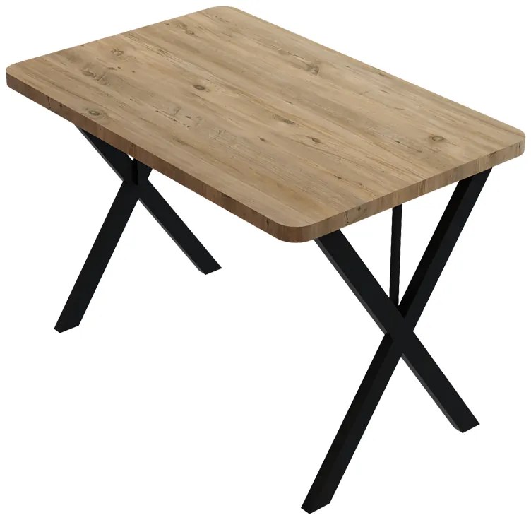 Τραπέζι Zeryin pakoworld oak μελαμίνης-μαύρο μέταλλο 110x70x75εκ