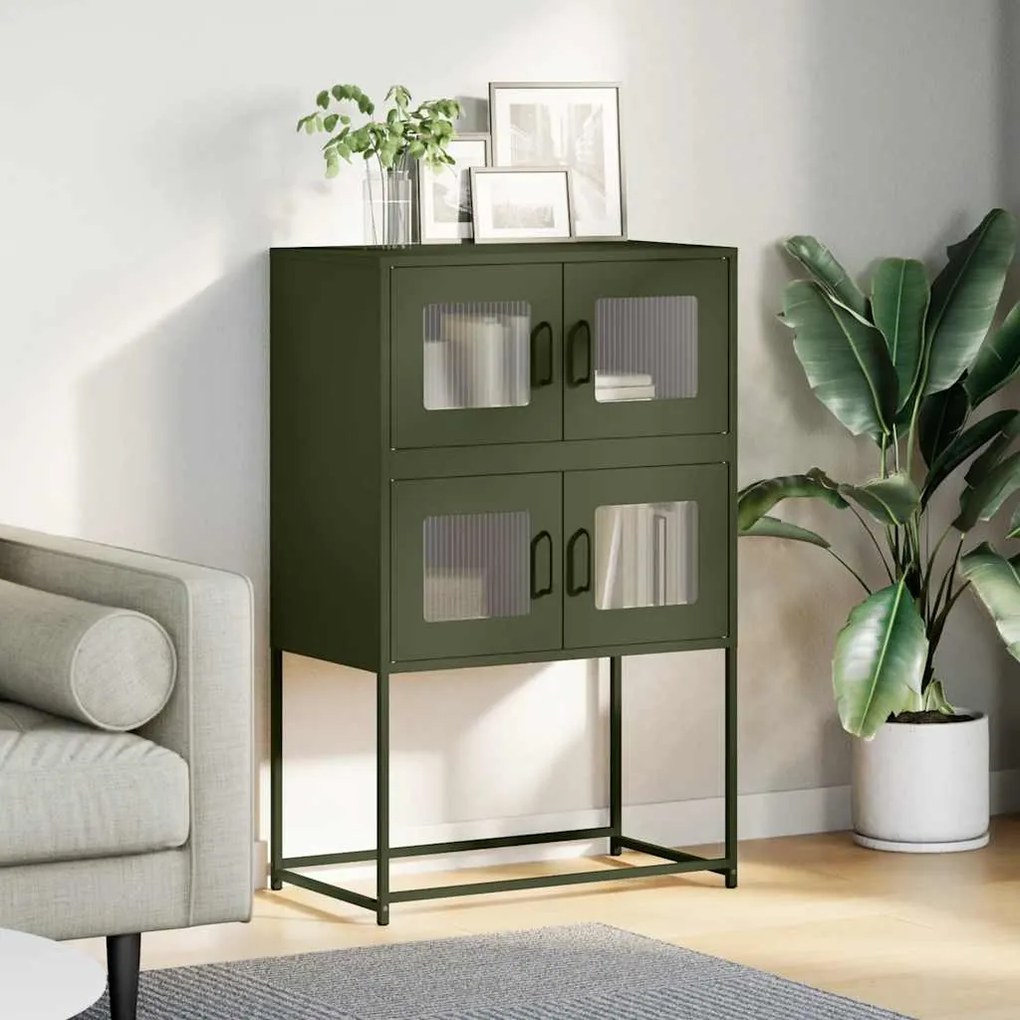 vidaXL Highboard Ελαιοπράσινο 68x39x107 cm Ατσάλι
