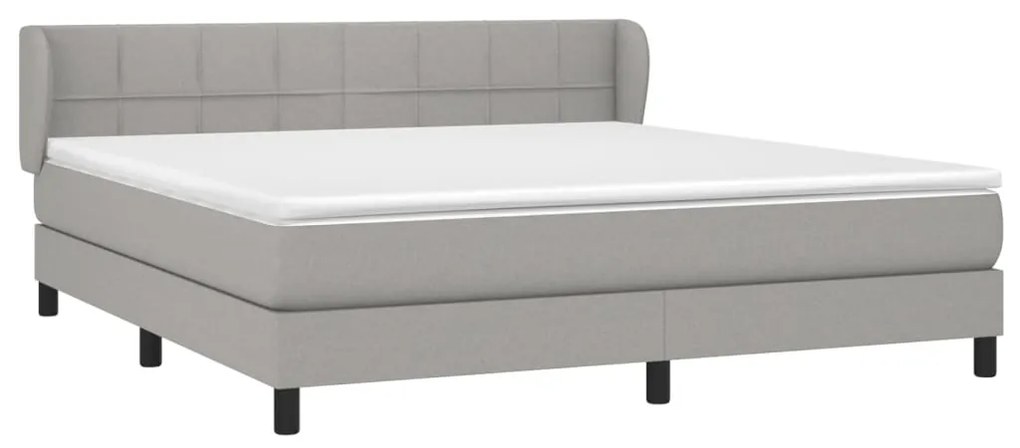 Κρεβάτι Boxspring με Στρώμα Ανοιχτό Γκρι 180x200 εκ. Υφασμάτινο - Γκρι