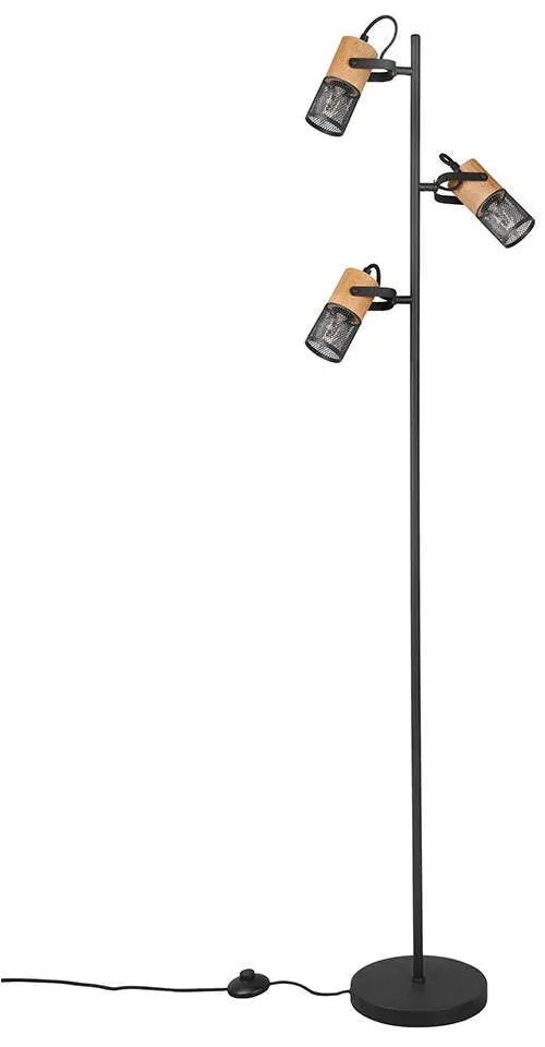 Φωτιστικό Δαπέδου Tosh 404300332 Natural-Black Trio Lighting Μέταλλο,Ξύλο