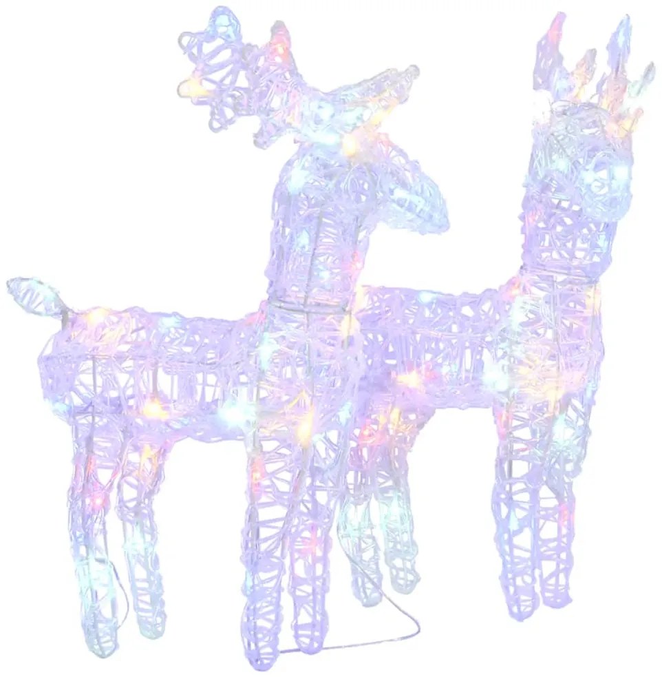vidaXL Χριστουγεννιάτικοι Τάρανδοι 2 τεμ. 80 LED Πολύχρωμοι Ακρυλικοί